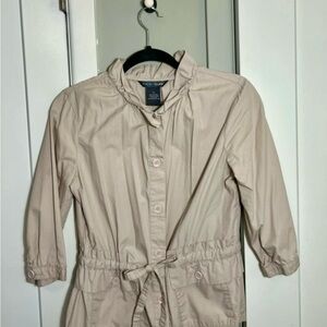 Ruffle Collar Tie-Waist Peplum Shirt Jacket (S)